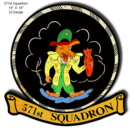 571st Squadron Vintage Style Metal Sign 14 × 14