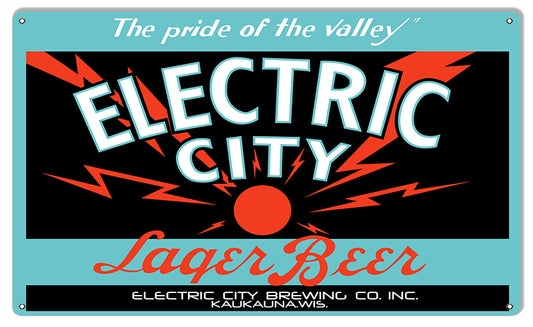 Electric City Beer Bar Vintage Style Metal Sign 18 × 30