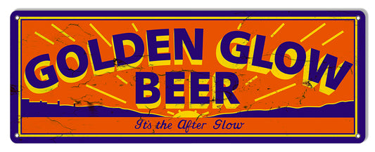 Golden Glow Beer Bar Vintage Style Metal Sign 8 × 24