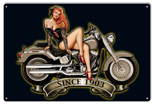 Pin Up Girl Motorcycle 1903 Series 12×18