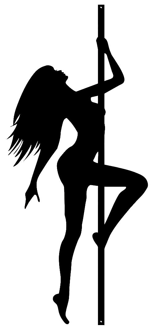 Stripper Pole Girl Silhouette Vintage Style Metal Sign 13 × 29