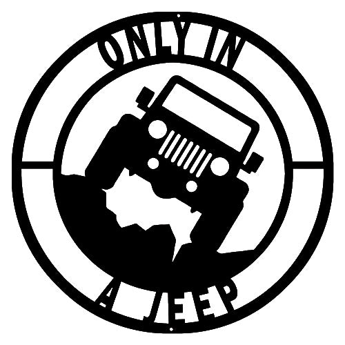 Only In A Jeep Silhouette Vintage Style Metal Sign 14 × 14
