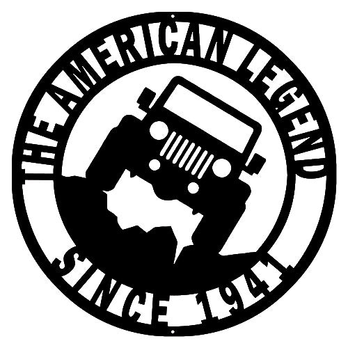 American Legend Jeep Silhouette Vintage Style Metal Sign 14 x 14