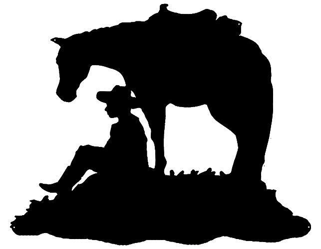 Cowboy And Horse Silhouette 24×29.5