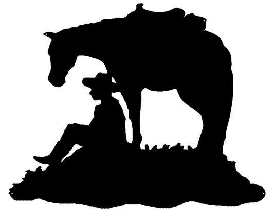 Cowboy And Horse Silhouette Vintage Style Metal Sign 24 × 29