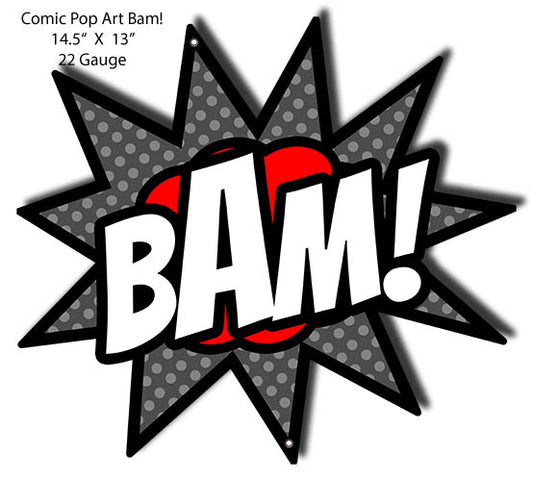 BAM Comic Pop Art Vintage Style Metal Sign 13 × 14
