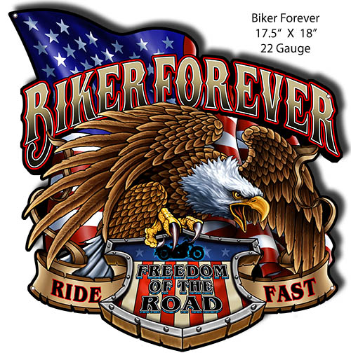 Biker Forever Vintage Style Metal Sign 17 × 18