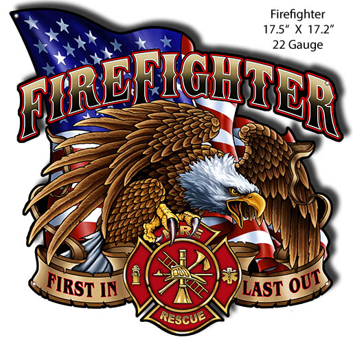Firefighter First Responders Vintage Style Metal Sign 17 × 17