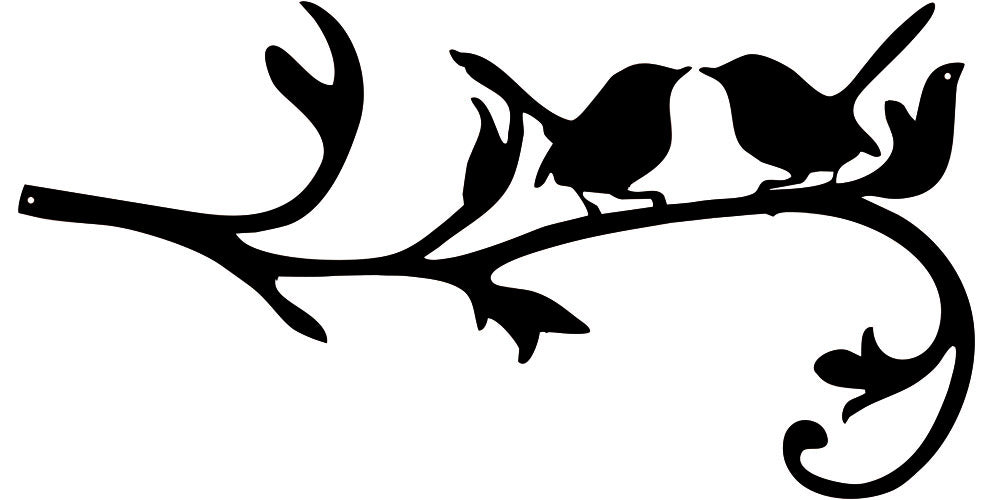 Birds On A Branch Silhouette 12.4×23.7