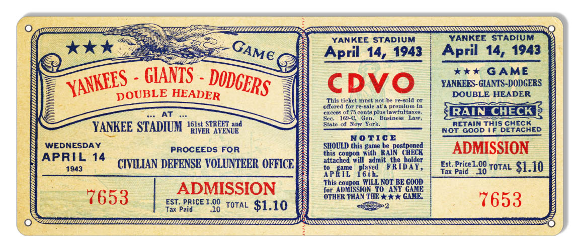 Yankee Giants Dodgers Ticket 6×16