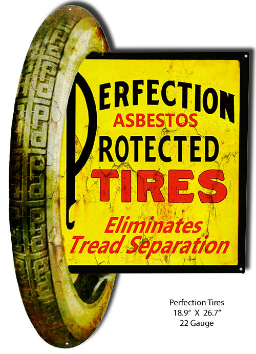 Perfection Tires Vintage Style Metal Sign 18 × 26
