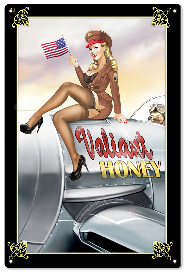 Aviation Nose Art Valiant Honey Pin Up Girl 16×24