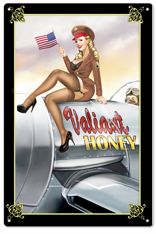 Aviation Nose Art Valiant Honey Pin Up Girl 16×24