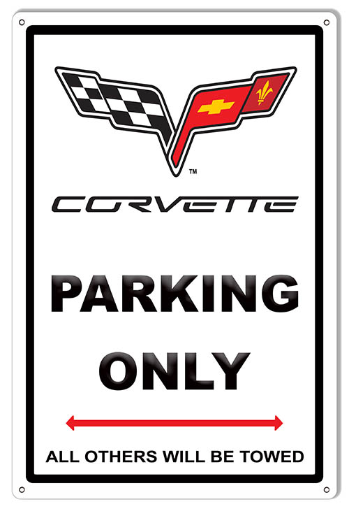 Corvette Parking Only Vintage Style Metal Sign 12 × 18