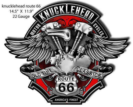 Route 66 Knucklehead Vintage Style Metal Sign 11 x 14