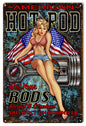 American Hot Rod Pin Up Girl Garage 12×18