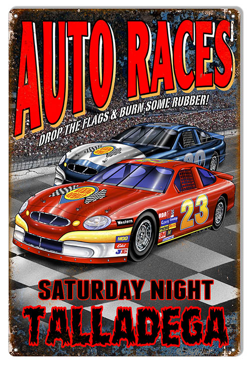 Talladega Auto Races Hot Rod 12×18