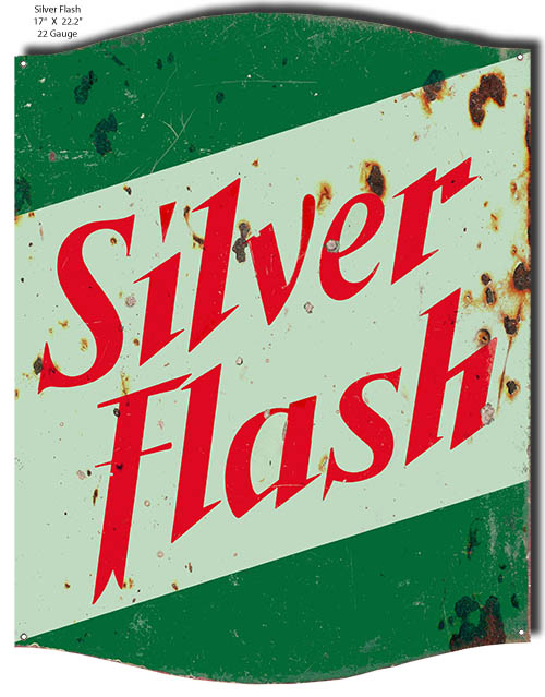 Silver Flash Motor Oil Vintage Style Metal Sign 17 × 22