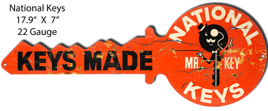 National Keys Vintage Style Metal Sign 17 × 7