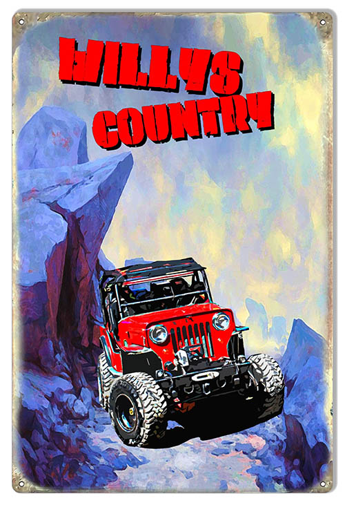 Willys Country Jeep Vintage Style Metal Sign 12 × 18