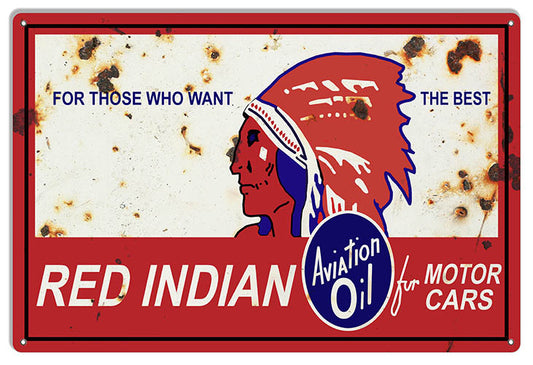 Red Indian Gasoline Motor Oil 12×18