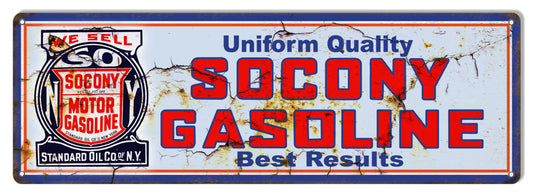 Socony Motor Oil Vintage Style Metal Sign 6 × 18