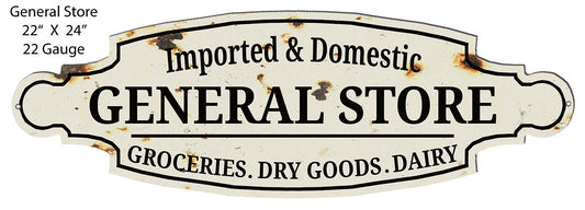General Store Grocery Goods Country Vintage Style Metal Sign 8 × 24