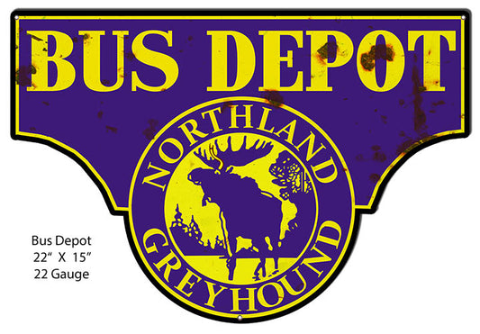 Bus Depot Greyhound Vintage Style Metal Sign 15 × 22