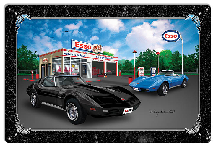 ESSO Corvette Black Sting Ray 12×18