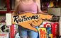 Restrooms Finger Pointing Vintage Style Metal Sign