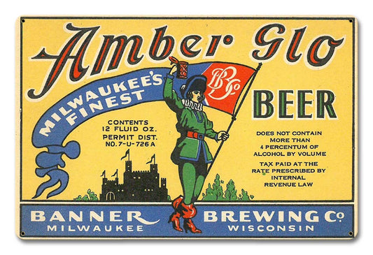 AMBER GLO BEER 18 x 12