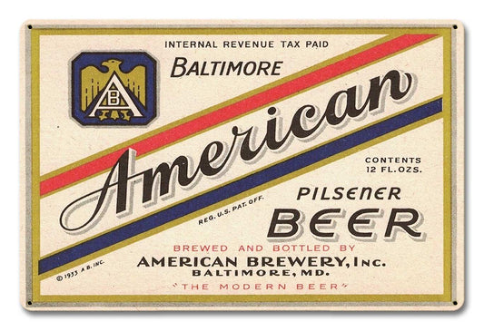 AMERICAN PILSENER BEER 18 x 12