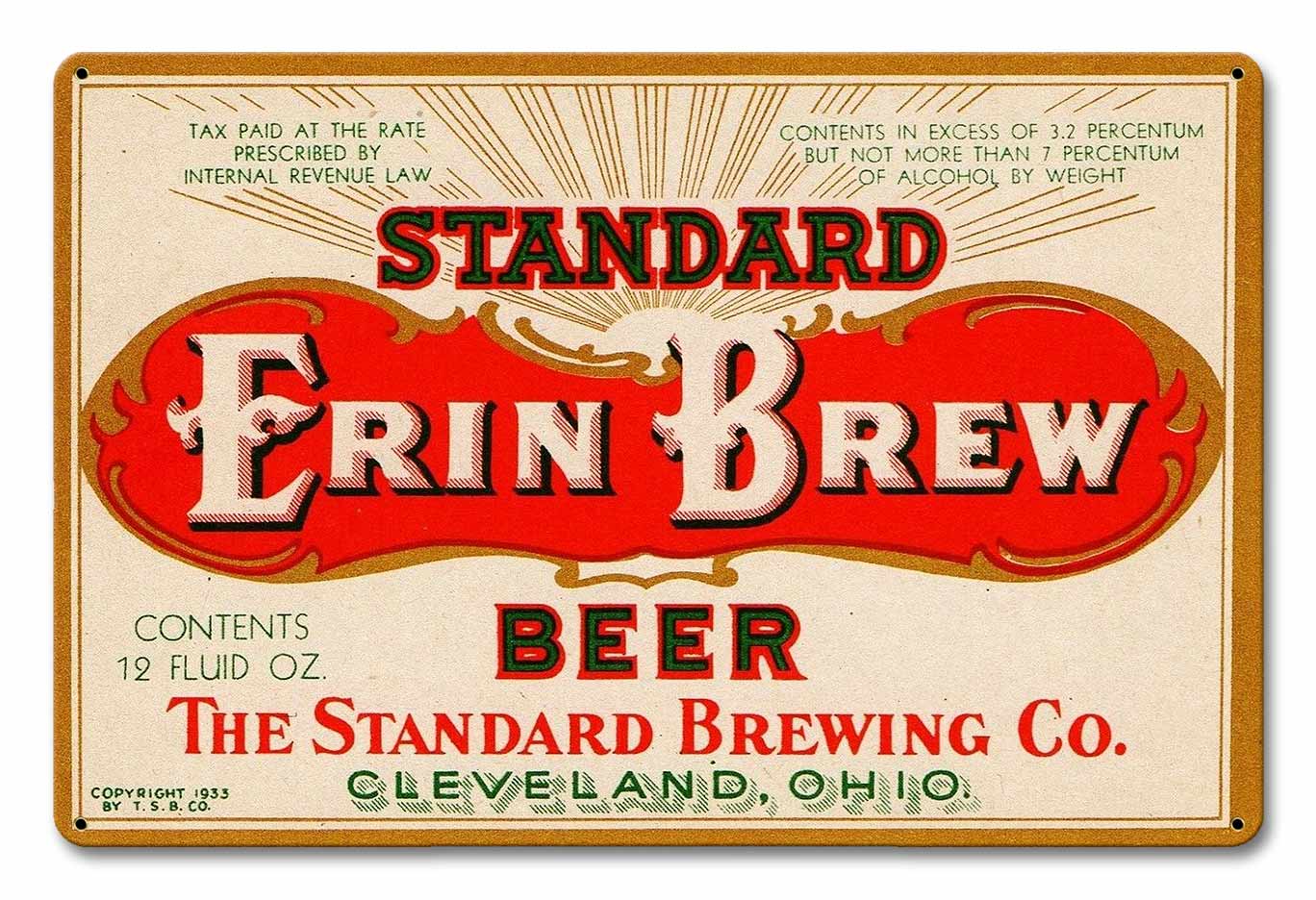 ERIN BREW BEER 18 x 12