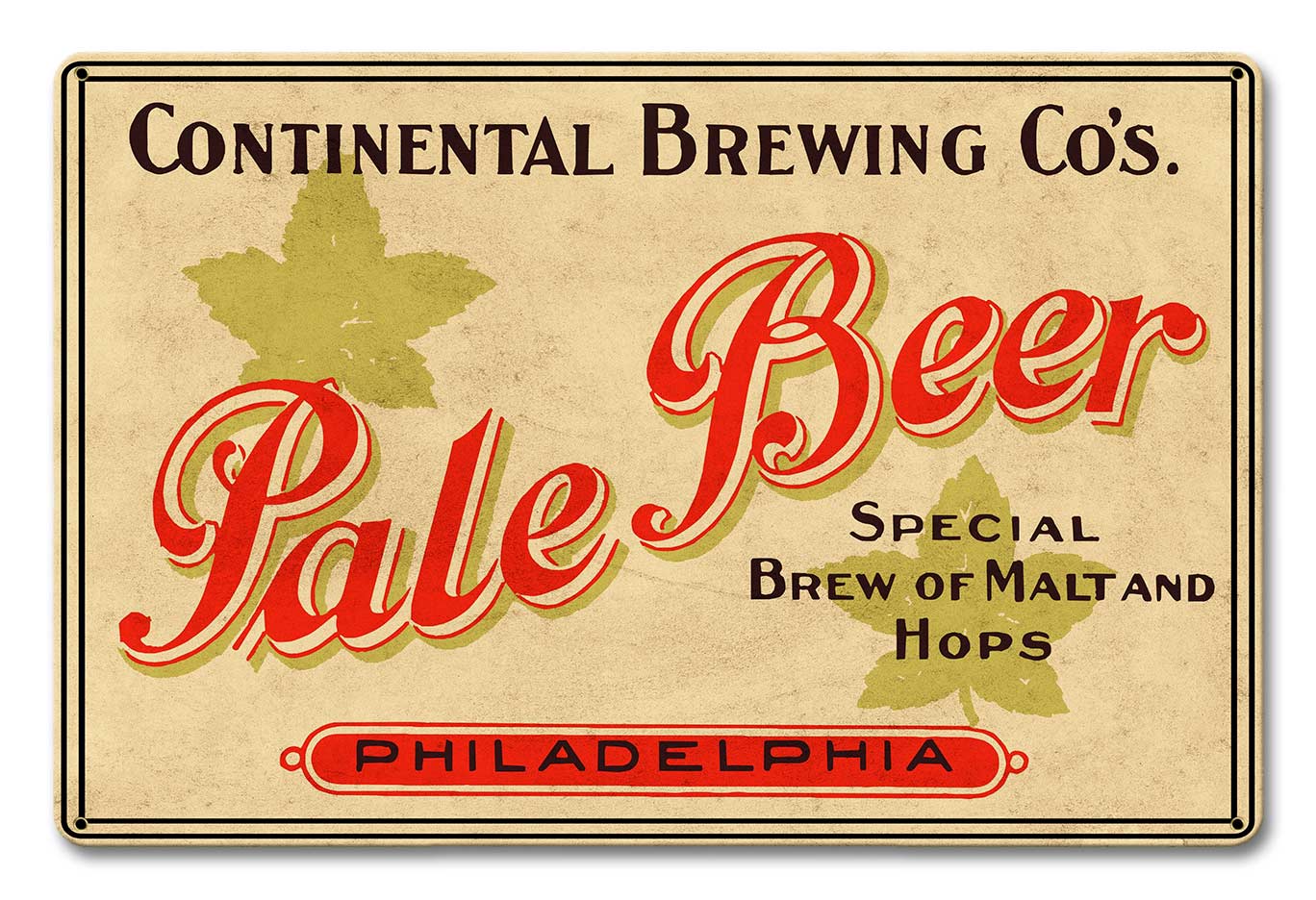 CONTINENTAL BREWING CO PALE BEER 18 x 12