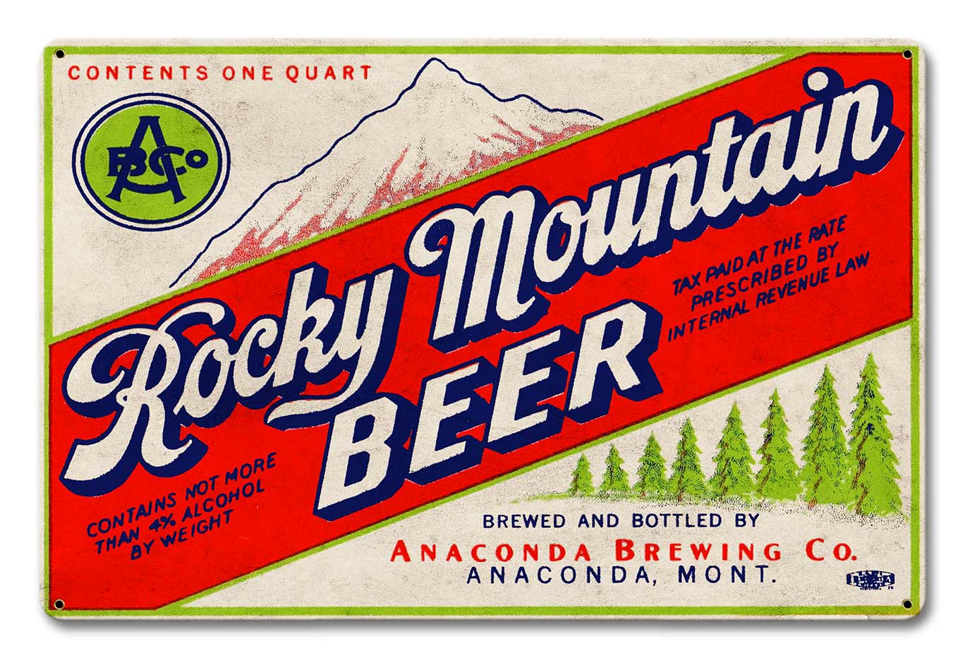 ROCKY MOUNTAIN BEER 18 x 12