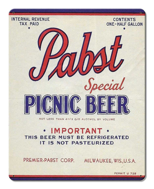 PABST PICNIC BEER 12 x 15