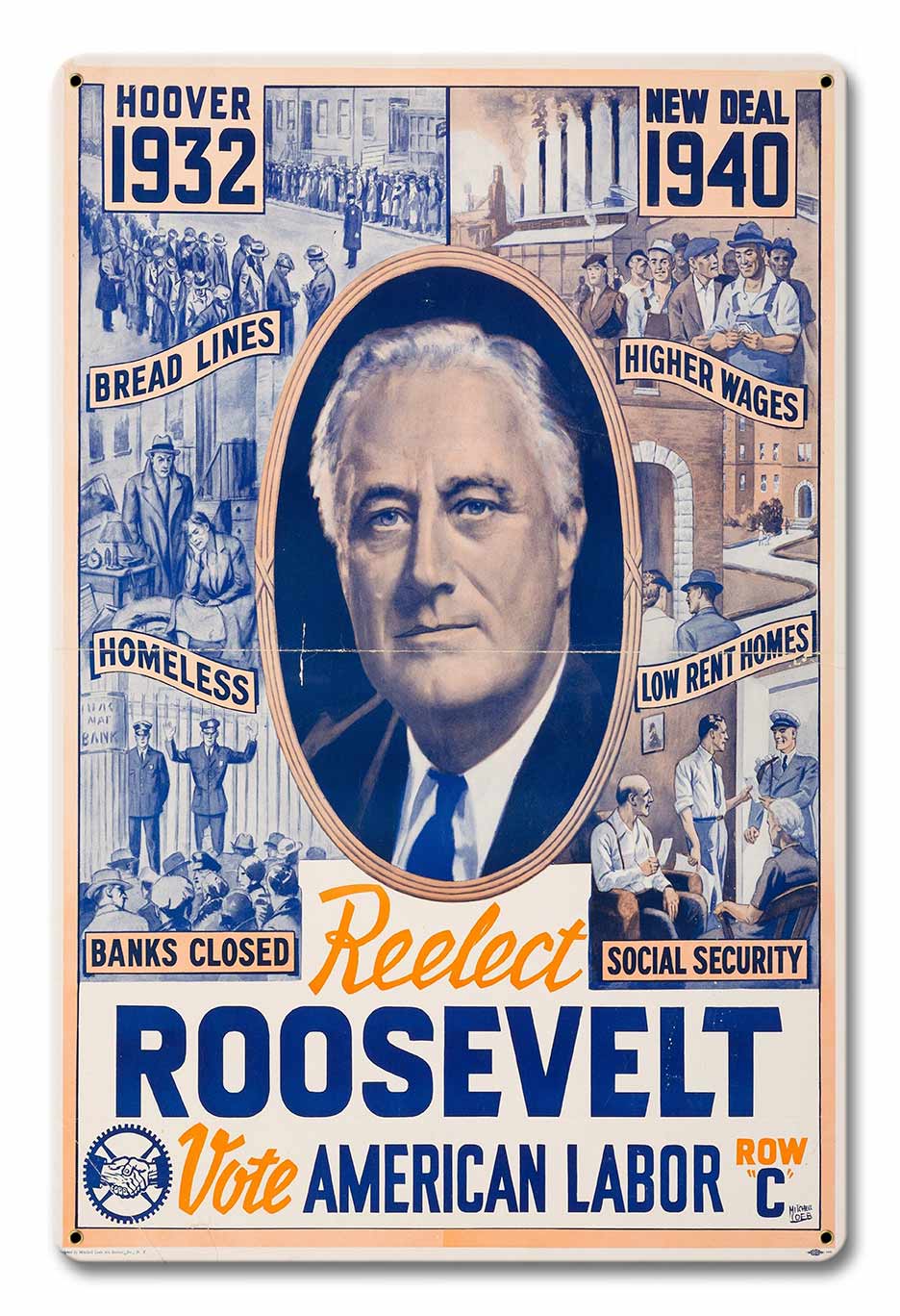 REELECT ROOSEVELT 12 x 18