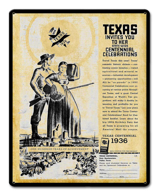 TEXAS CENTENNIAL 1936 12 x 15