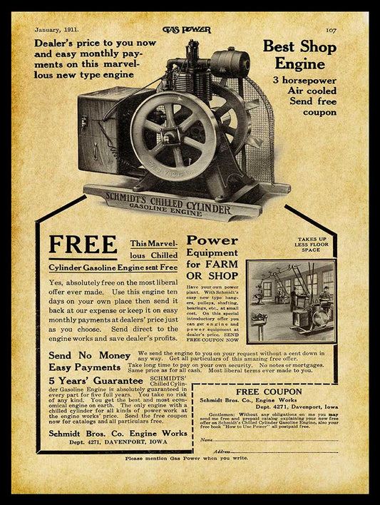 1911 SCHMIDT ENGINES 101 12 x 16