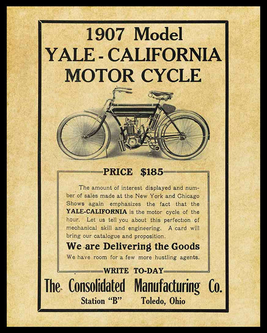 YALE CALIFORNIA MOTORCYLCE 24 x 30