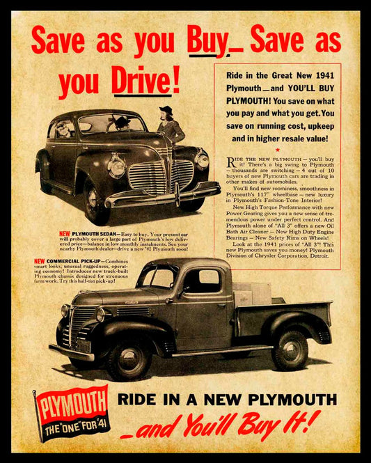 1941 PLYMOUTH TRUCK 24 x 30