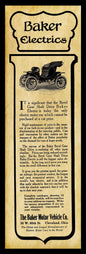1911 BAKER ELECTRIC CARS 36 x 12