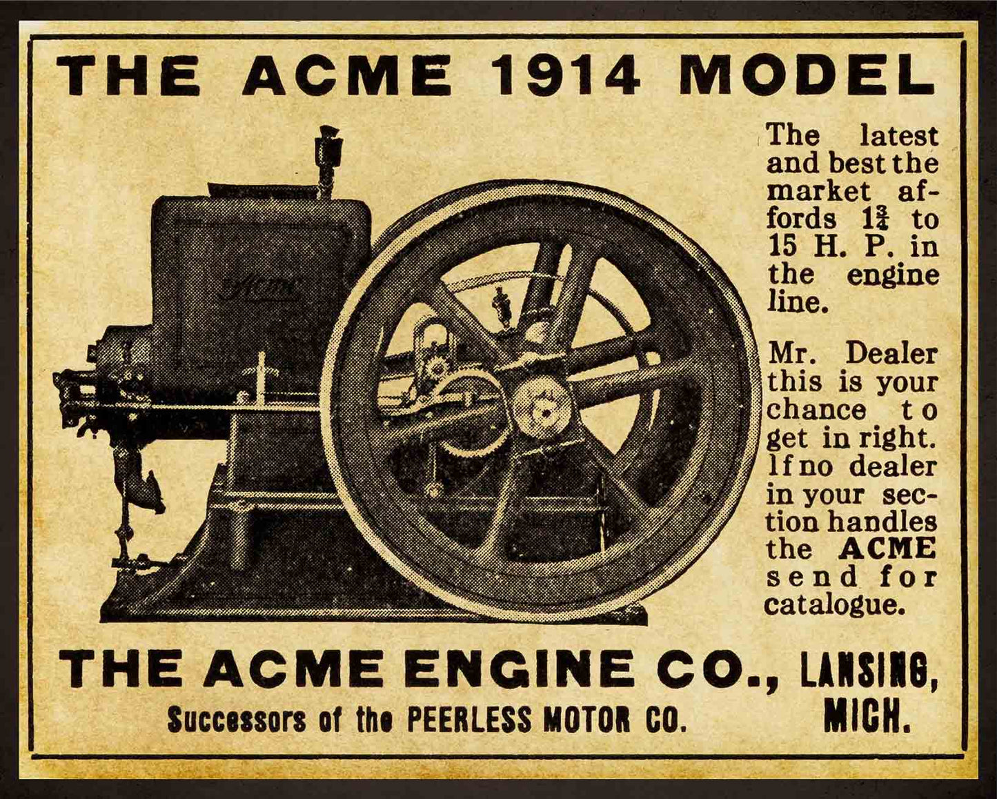 1912 ACME ENGINE 1 30 x 24