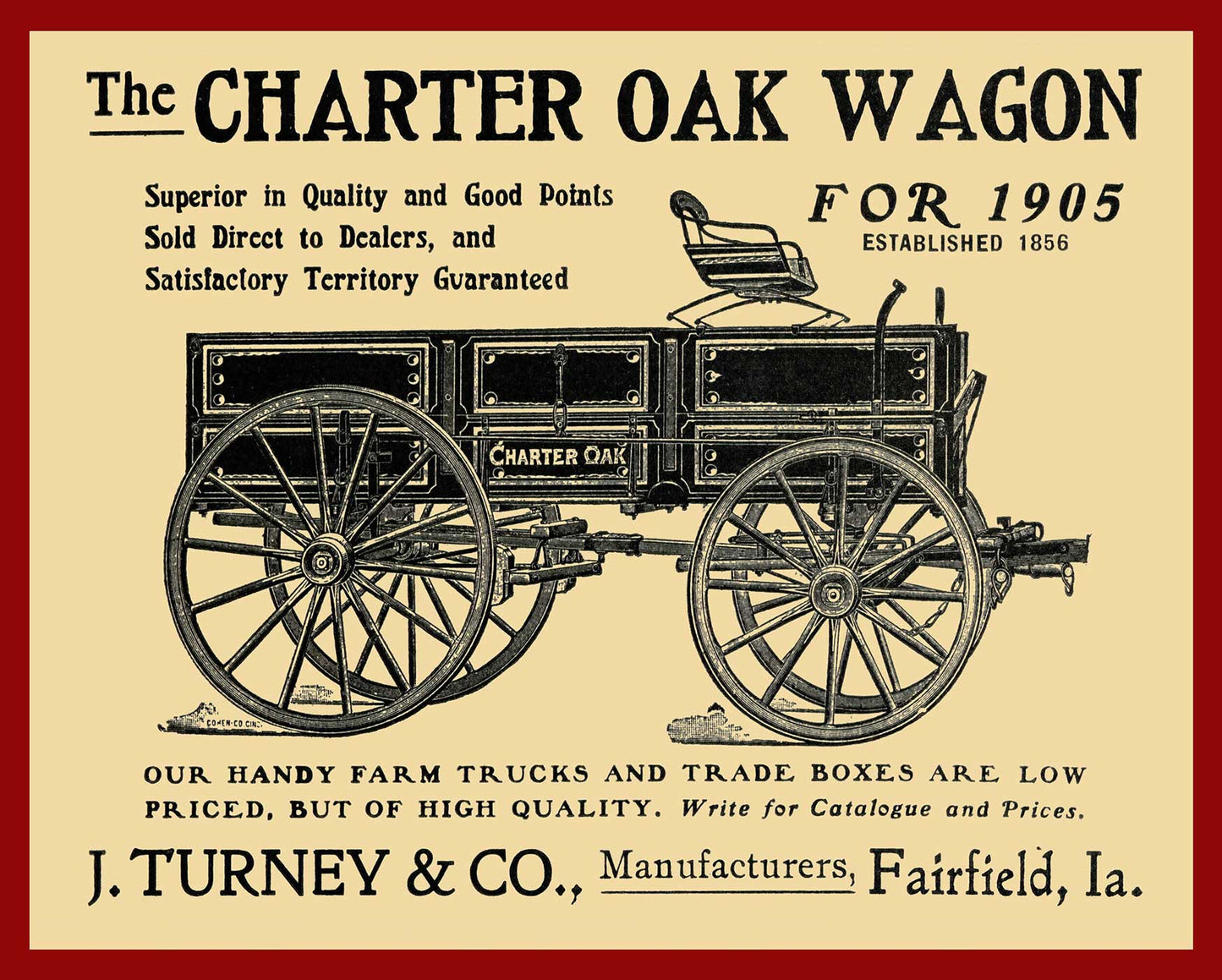 VICTOR 1905 CHARTER OAK WAGON RED 30 x 24