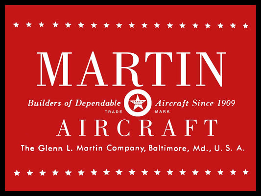 1939 MARTIN AIRCRAFT BLACK 16 x 12