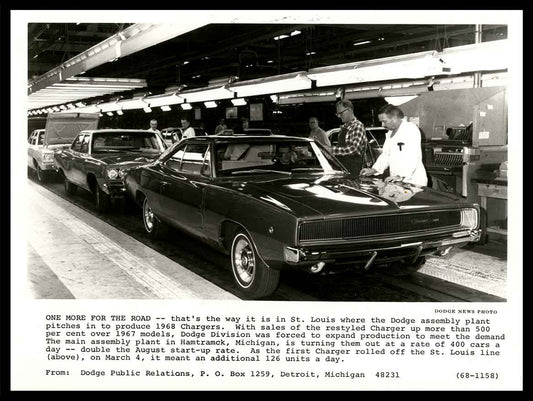 1968 DODGE CHARGER 3 16 x 12
