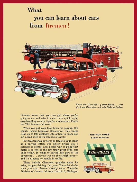 1956 CHEVROLET FIREMEN AD 12 x 16