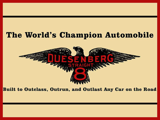 DUESENBERG STRAIGHT 8 RED 16 x 12