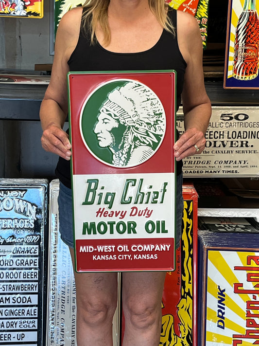 Big Chief Motor Oil Vintage Style Metal Sign