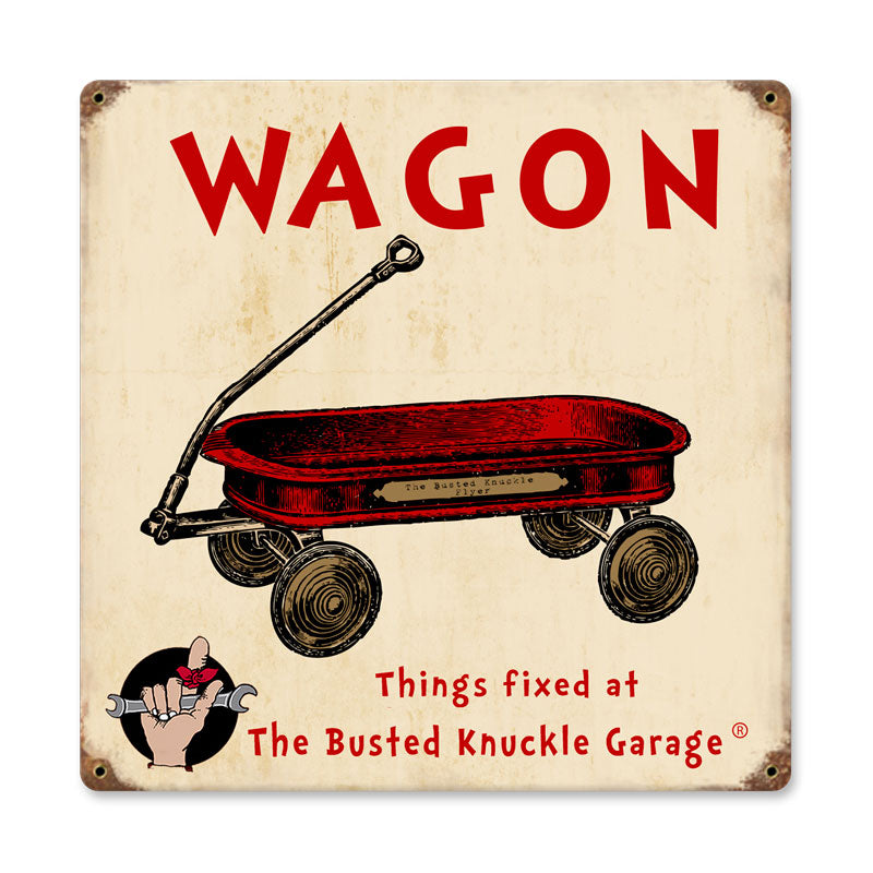Kids Wagon Vintage Style Metal Sign 12 x 12